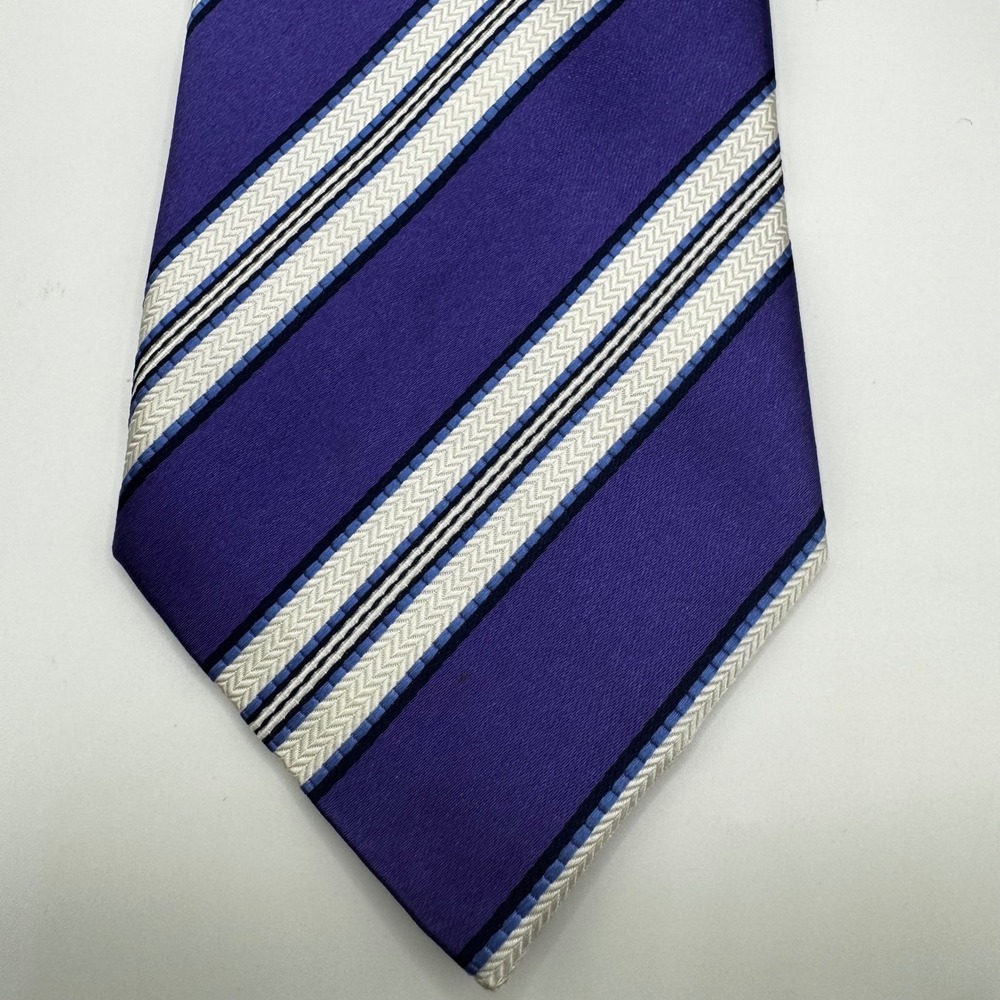 Donald J Trump Signature Collection Mens Purple Striped Silk Tie Luxury Designer - Picture 2 of 6